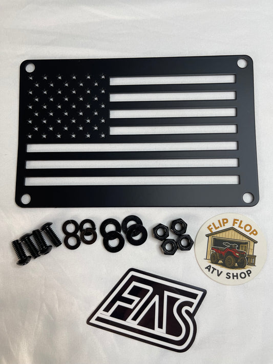 American Flag Fender Warning Label Delete Plate
