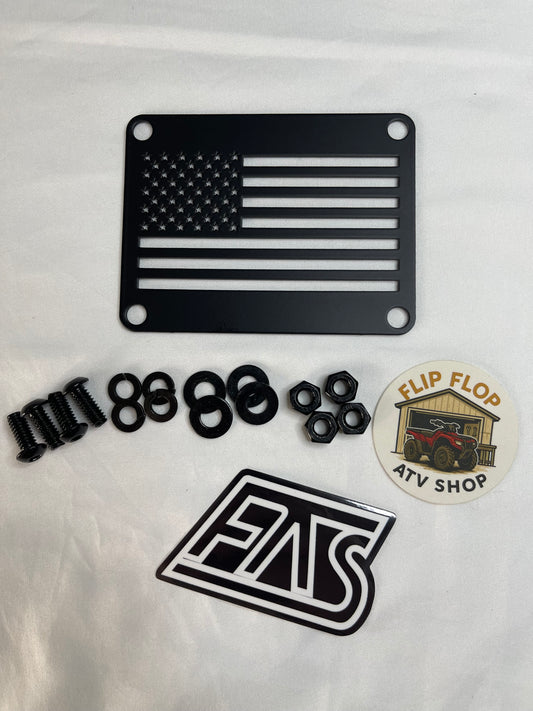 American Flag Honda ATV Fender Warning Label Delete Plate