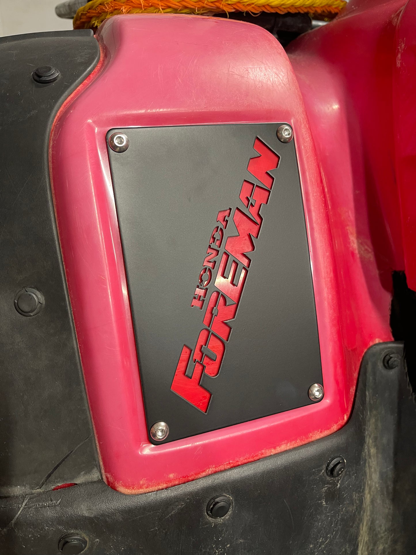 Honda Foreman warning label delete plate